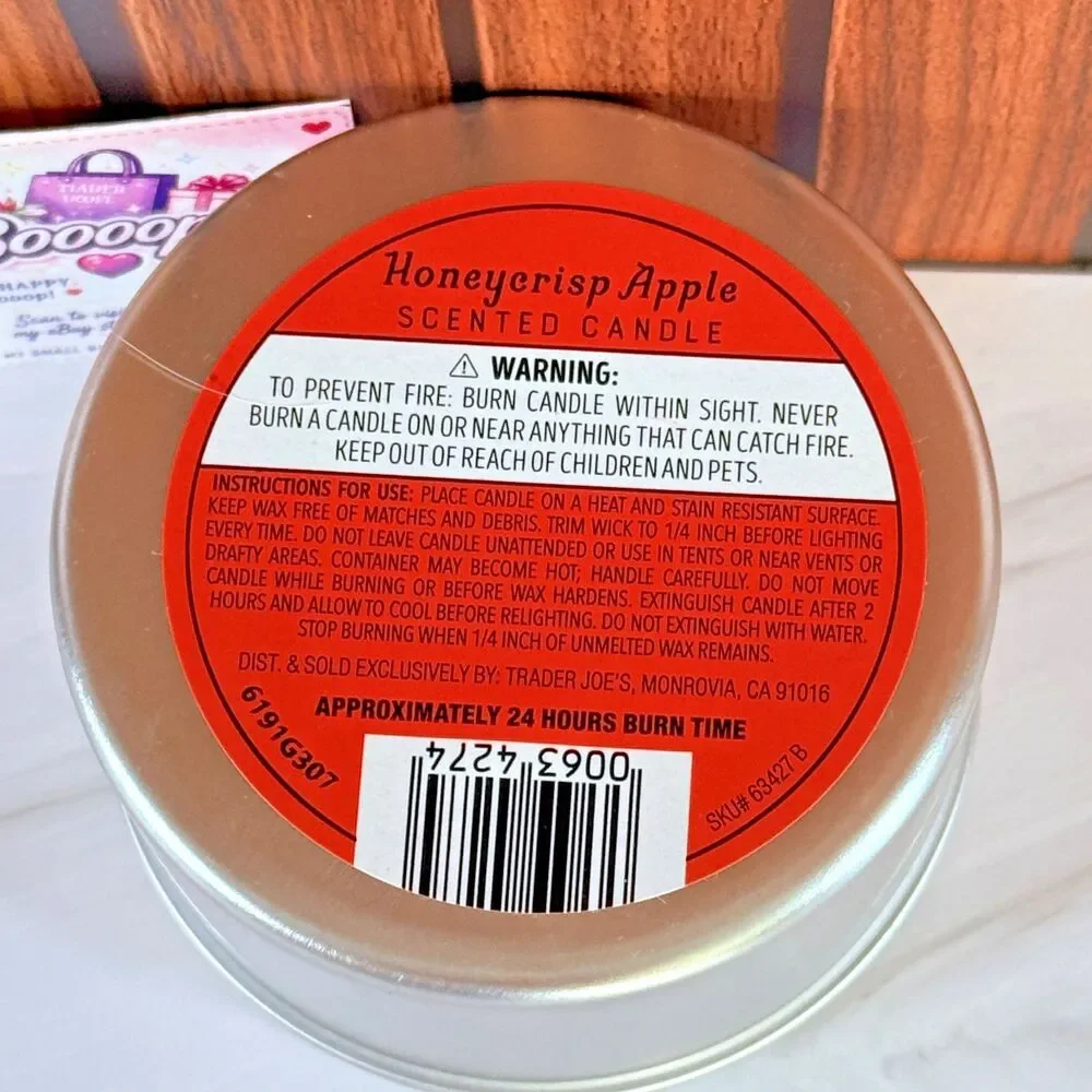 Trader Joe's Honeycrisp Apple Scented Candle Tin 5.7oz (2-Pack)
